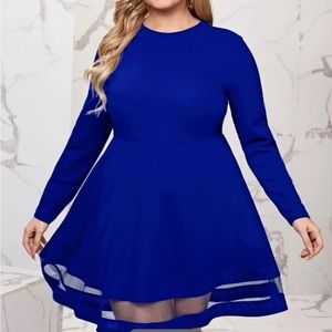 Plus size gorgeous, long sleeve, royal blue shein curve dress NWOT